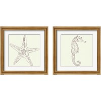 Framed 'Coastal Breeze Sketches Silver 2 Piece Framed Art Print Set' border=