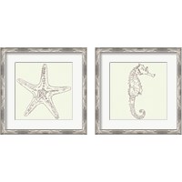 Framed 'Coastal Breeze Sketches Silver 2 Piece Framed Art Print Set' border=