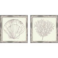 Framed 'Coastal Breeze Sketches Silver 2 Piece Framed Art Print Set' border=