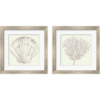 Framed 'Coastal Breeze Sketches Silver 2 Piece Framed Art Print Set' border=