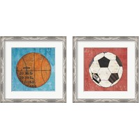 Framed 'Play Ball 2 Piece Framed Art Print Set' border=