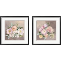 Framed 'Pale Floral Spray 2 Piece Framed Art Print Set' border=