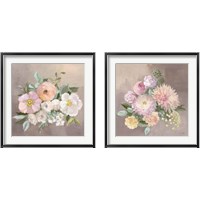 Framed 'Pale Floral Spray 2 Piece Framed Art Print Set' border=