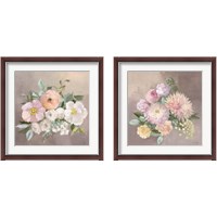 Framed 'Pale Floral Spray 2 Piece Framed Art Print Set' border=