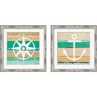 Framed 'Beachscape Green 2 Piece Framed Art Print Set' border=
