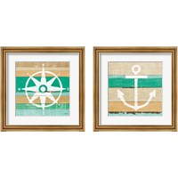 Framed 'Beachscape Green 2 Piece Framed Art Print Set' border=