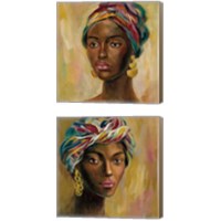 Framed 'African Face 2 Piece Canvas Print Set' border=
