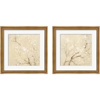 Framed 'White Cherry Blossoms 2 Piece Framed Art Print Set' border=