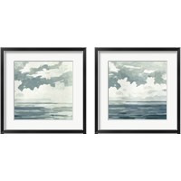 Framed 'Textured Blue Seascape 2 Piece Framed Art Print Set' border=