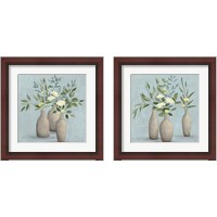 Framed 'Natural Bouquet Blue 2 Piece Framed Art Print Set' border=