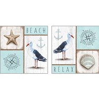 Framed 'Nautical Beach 2 Piece Art Print Set' border=