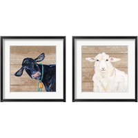 Framed 'Farm Animal 2 Piece Framed Art Print Set' border=