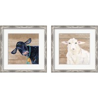 Framed 'Farm Animal 2 Piece Framed Art Print Set' border=