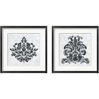 Framed 'Textured Damask on White 2 Piece Framed Art Print Set' border=