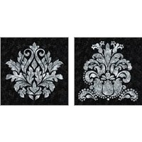 Framed 'Textured Damask on Black 2 Piece Art Print Set' border=