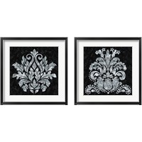 Framed 'Textured Damask on Black 2 Piece Framed Art Print Set' border=