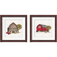 Framed 'Fall Barn Quilt 2 Piece Framed Art Print Set' border=