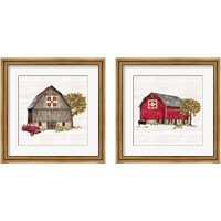 Framed 'Fall Barn Quilt 2 Piece Framed Art Print Set' border=