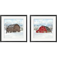 Framed 'Winter Barn Quilt 2 Piece Framed Art Print Set' border=