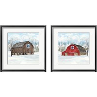 Framed 'Winter Barn Quilt 2 Piece Framed Art Print Set' border=