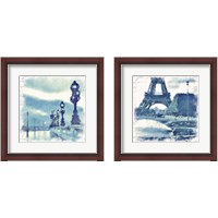 Framed 'Paris in Blue 2 Piece Framed Art Print Set' border=