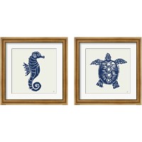 Framed 'Primitive Sea Navy 2 Piece Framed Art Print Set' border=