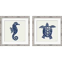 Framed 'Primitive Sea Navy 2 Piece Framed Art Print Set' border=