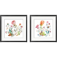 Framed 'Circle Full of Flowers 2 Piece Framed Art Print Set' border=