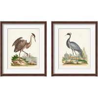 Framed 'Antique Heron & Cranes 2 Piece Framed Art Print Set' border=