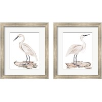 Framed 'White Heron 2 Piece Framed Art Print Set' border=