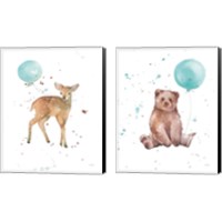 Framed 'Festive Bear & Fawn 2 Piece Canvas Print Set' border=