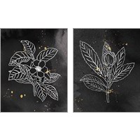 Framed 'Indigo Blooms Black 2 Piece Art Print Set' border=