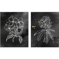 Framed 'Indigo Blooms Black 2 Piece Art Print Set' border=