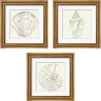 Framed 'Coastal Breeze Sketches Silver 3 Piece Framed Art Print Set' border=