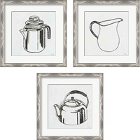 Framed 'Retro Coffee Pot 3 Piece Framed Art Print Set' border=