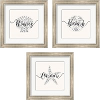 Framed 'Sea Charms Silver 3 Piece Framed Art Print Set' border=