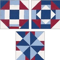 Framed 'Americana Patchwork Tile 3 Piece Art Print Set' border=