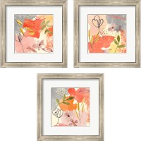 Framed 'Flower Shimmer  3 Piece Framed Art Print Set' border=