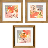 Framed 'Flower Shimmer  3 Piece Framed Art Print Set' border=