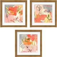 Framed 'Flower Shimmer  3 Piece Framed Art Print Set' border=