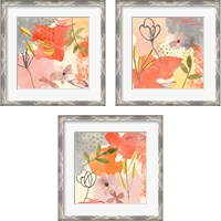 Framed 'Flower Shimmer  3 Piece Framed Art Print Set' border=