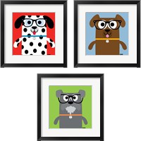 Framed 'Bow Wow Dogs 3 Piece Framed Art Print Set' border=