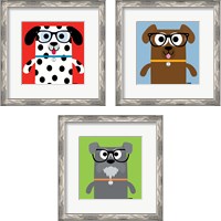 Framed 'Bow Wow Dogs 3 Piece Framed Art Print Set' border=