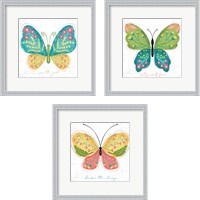 Framed 'Butterfly Inspiration 3 Piece Framed Art Print Set' border=