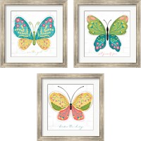 Framed 'Butterfly Inspiration 3 Piece Framed Art Print Set' border=