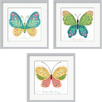 Framed 'Butterfly Inspiration 3 Piece Framed Art Print Set' border=