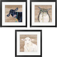 Framed 'Farm Animal 3 Piece Framed Art Print Set' border=