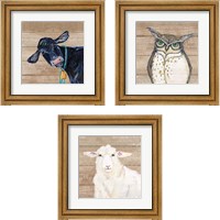 Framed 'Farm Animal 3 Piece Framed Art Print Set' border=