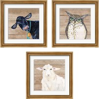 Framed 'Farm Animal 3 Piece Framed Art Print Set' border=