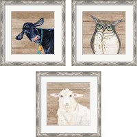 Framed 'Farm Animal 3 Piece Framed Art Print Set' border=